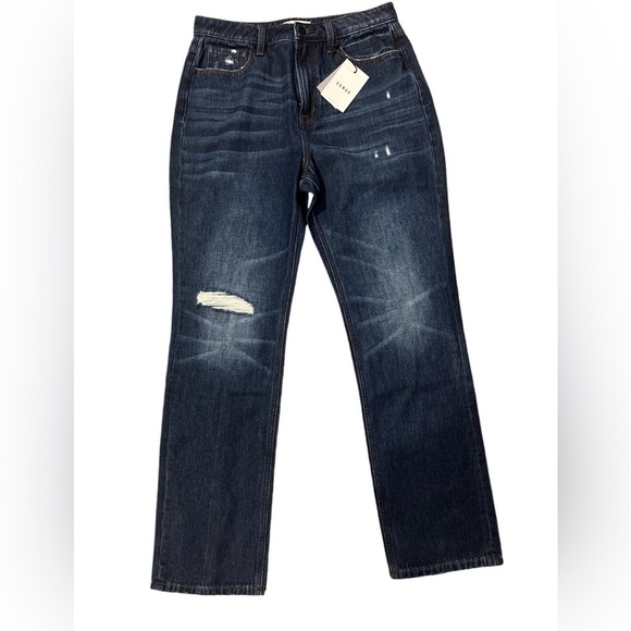 CEROS high-rise straight leg raw hem ripped distressed dark wash Jeans Size 30 - Picture 3 of 7